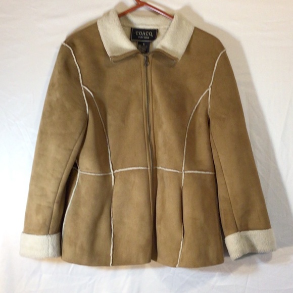 Coaco New York coat women’s size Small brown faux suede western hippie BoHo - Picture 1 of 10